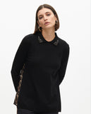 Animal Print Pleated Back Sweater