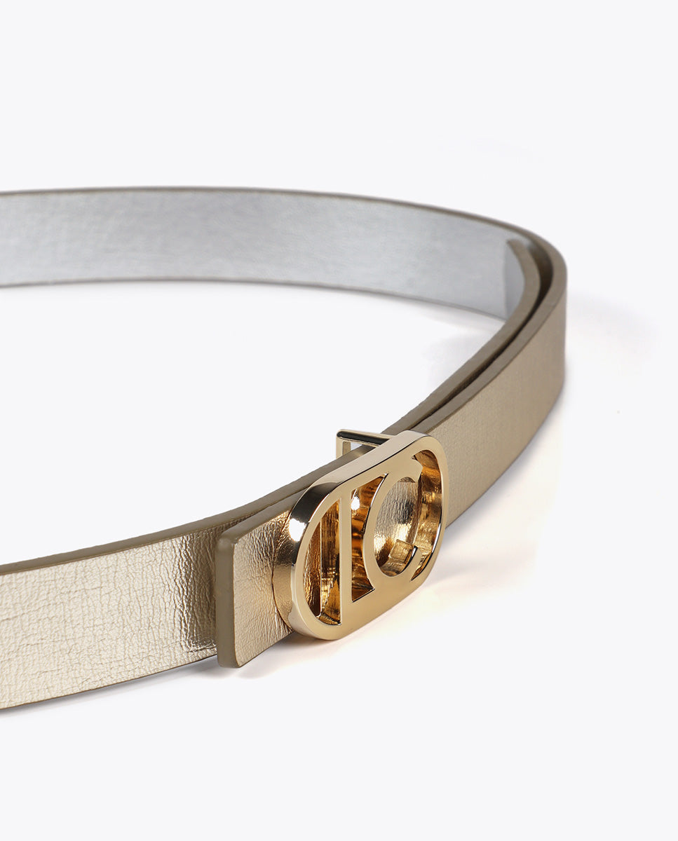 Metallic Reversible Belt Pack with Interchangeable Buckle