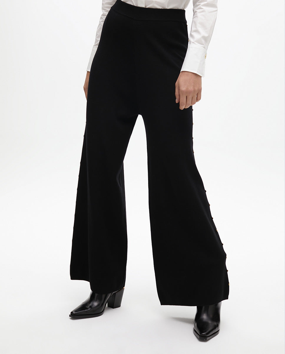 Straight Fit Trousers with Side Studs