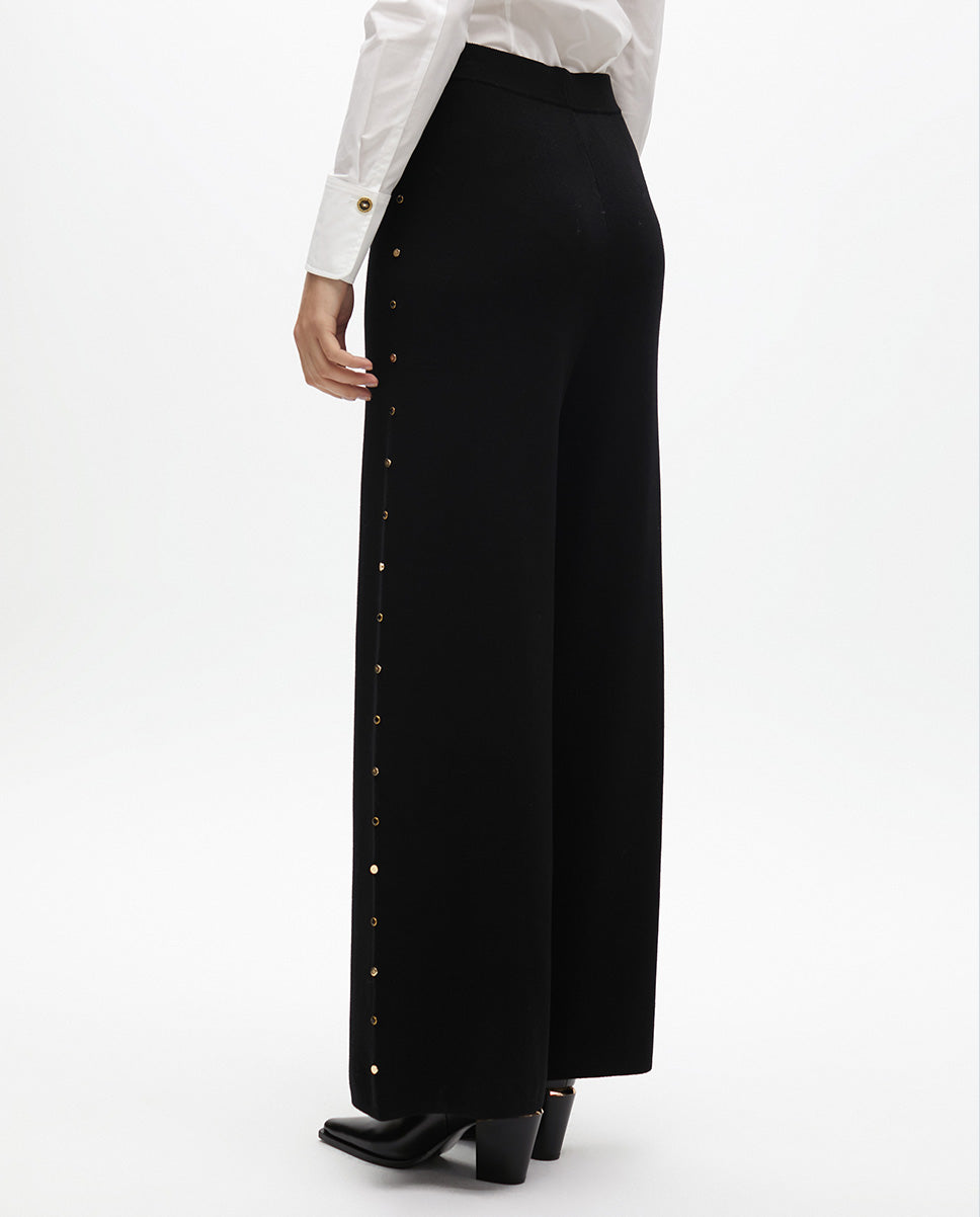 Straight Fit Trousers with Side Studs