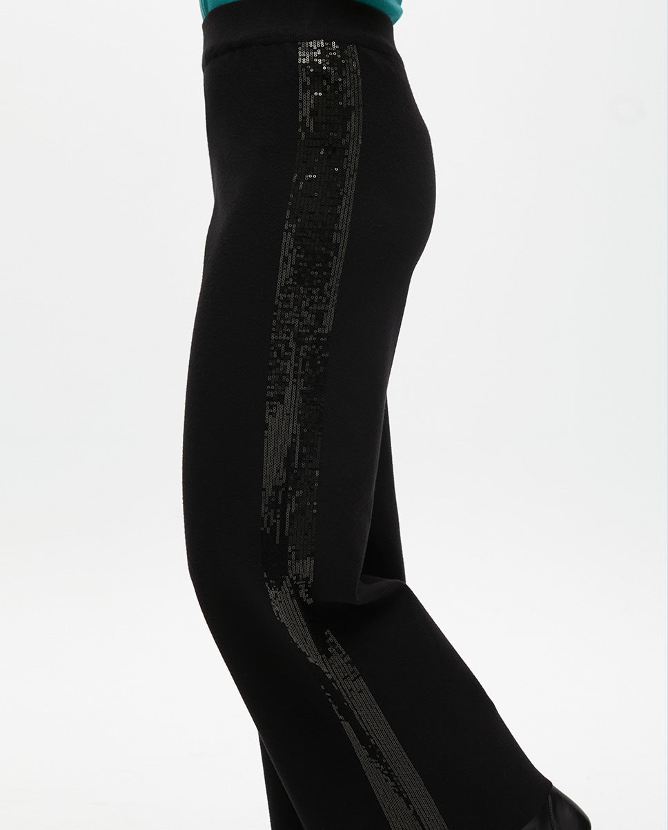 Sequined Side Knit Pants