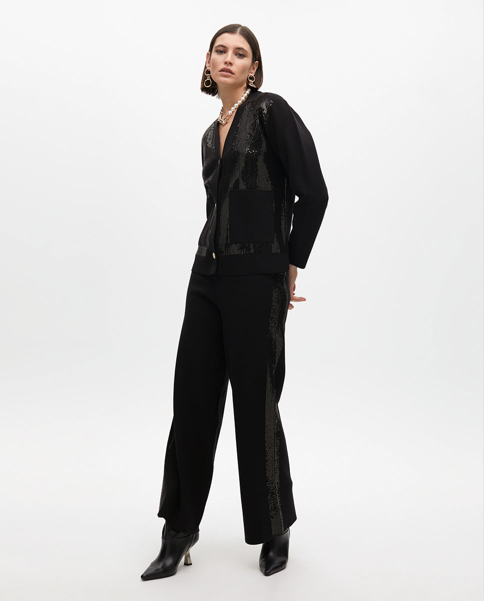 Sequined Side Knit Pants