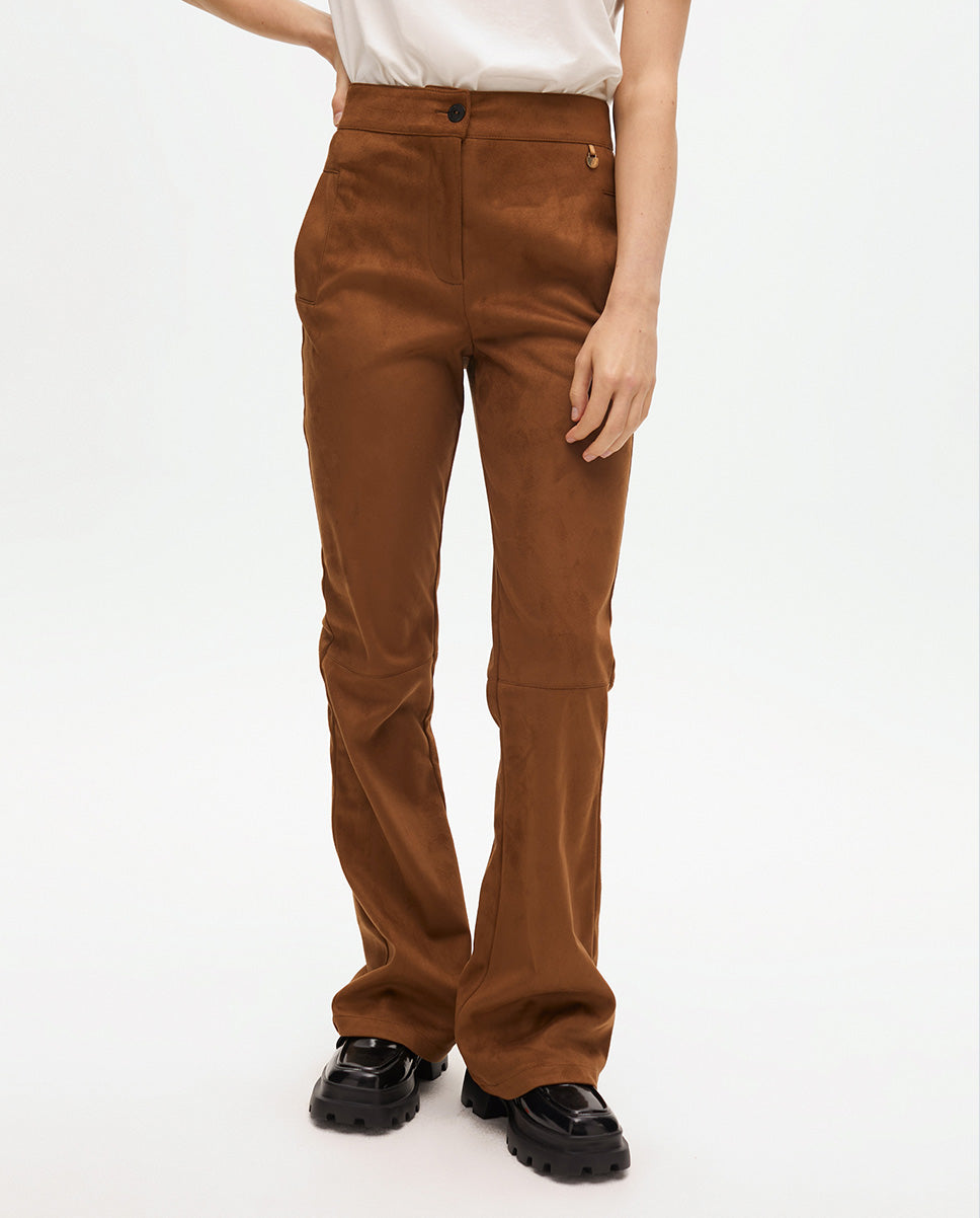 Flared Faux Suede Pants