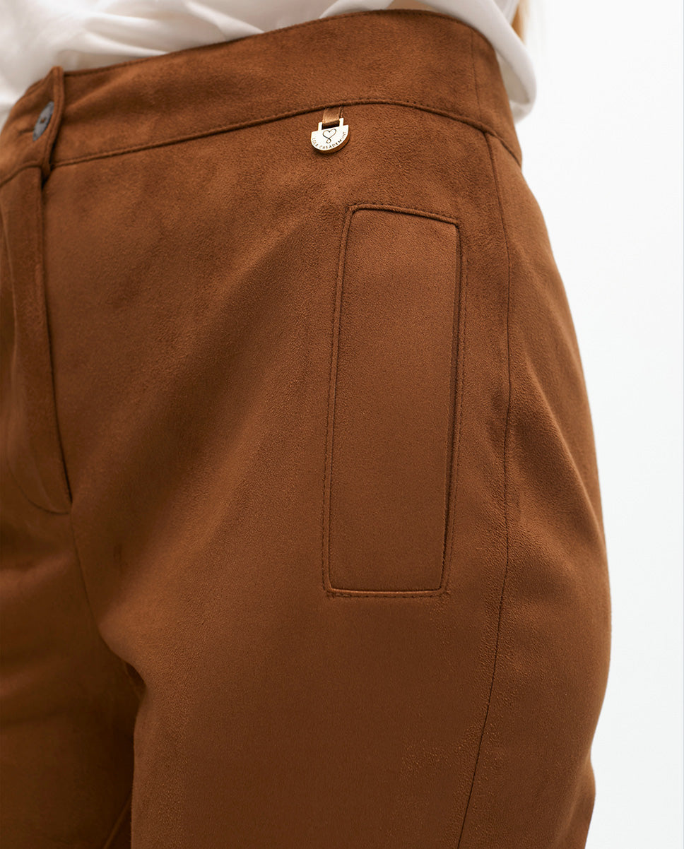 Flared Faux Suede Pants