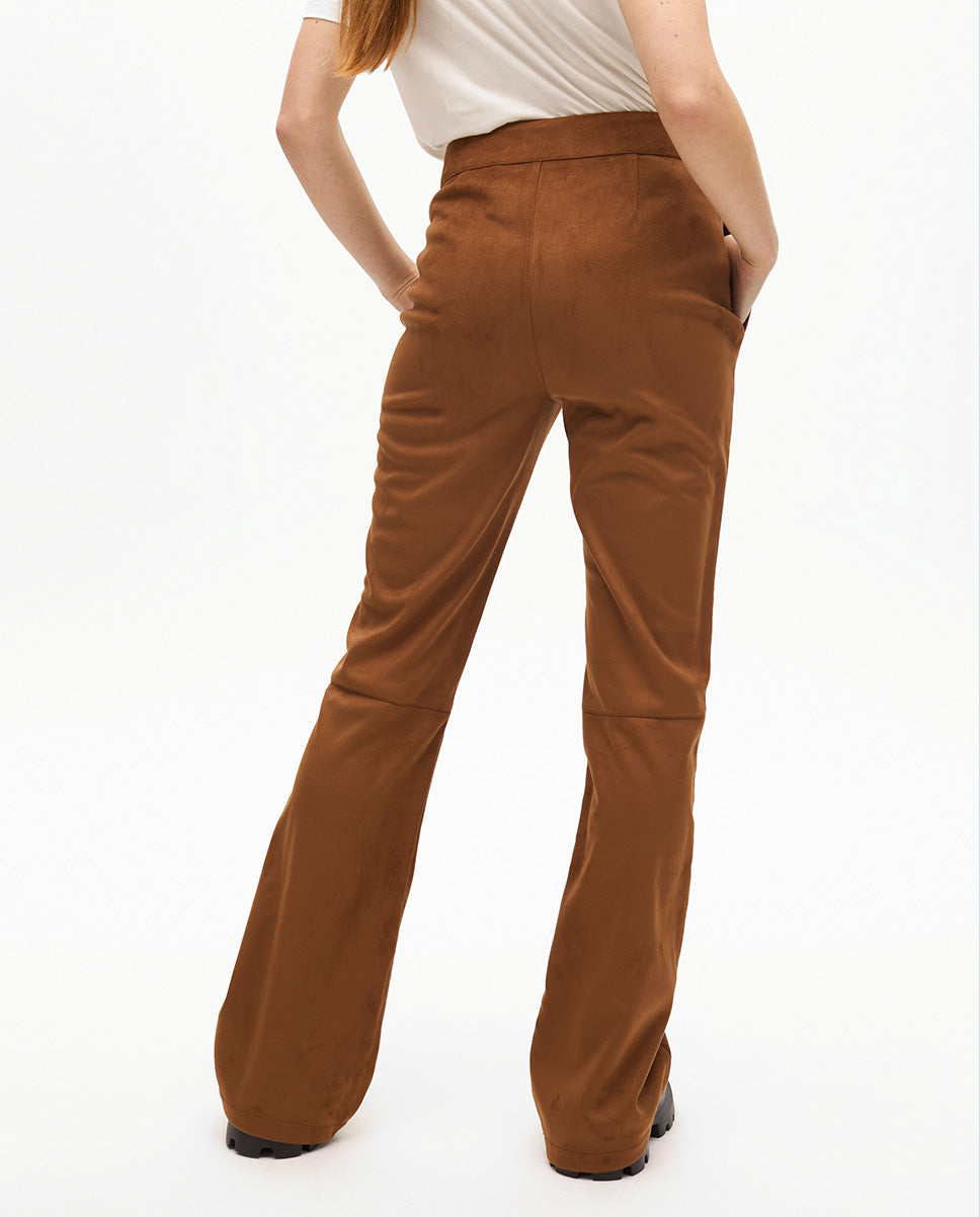 Flared Faux Suede Pants