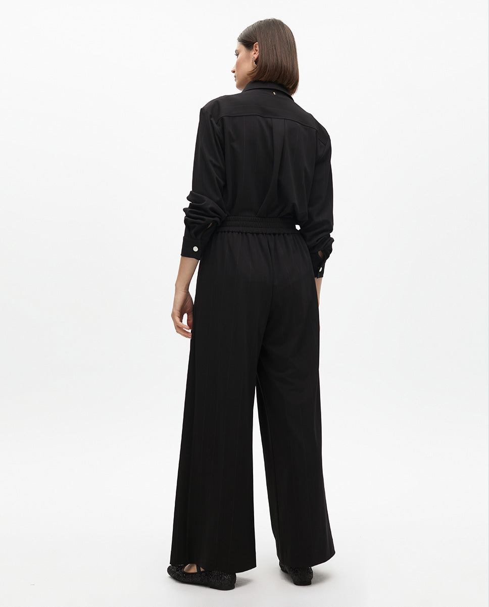 Pinstripe Lamé Pleat Trousers