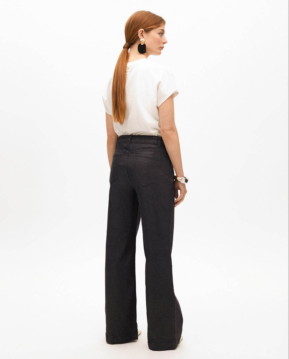 Coated Wide Leg Jeans