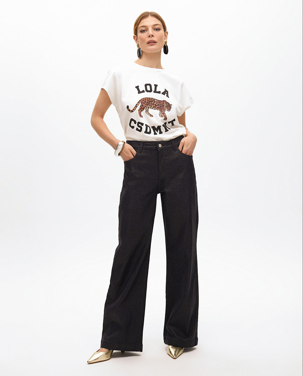 Coated Wide Leg Jeans