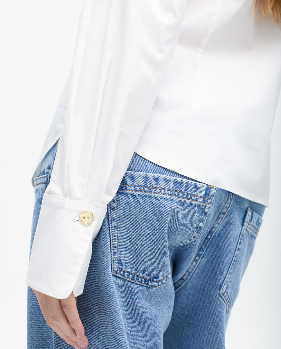 High Waist Straight Fit Jeans with Rhinestones