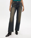 Worn Wideleg Jeans with Copper Details