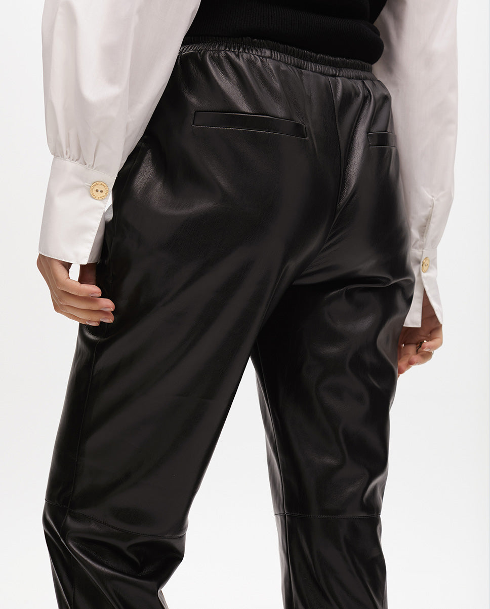 Faux Leather Jogger Pants