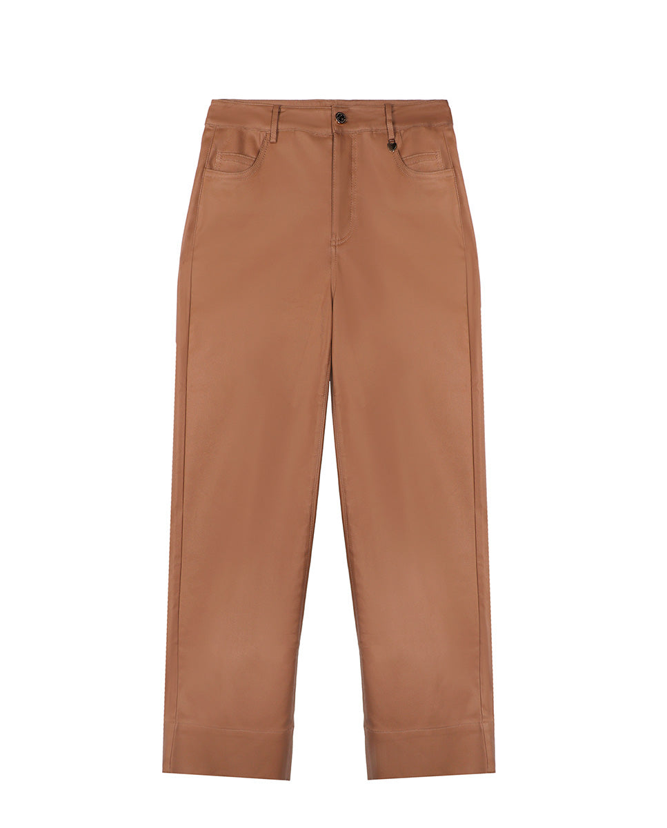 Culottes with waxed finish and turn-up hems