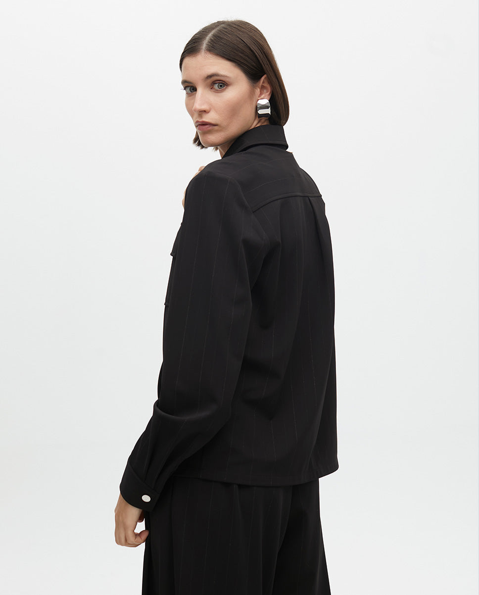 Lamé Pinstripe Shirt with Pockets