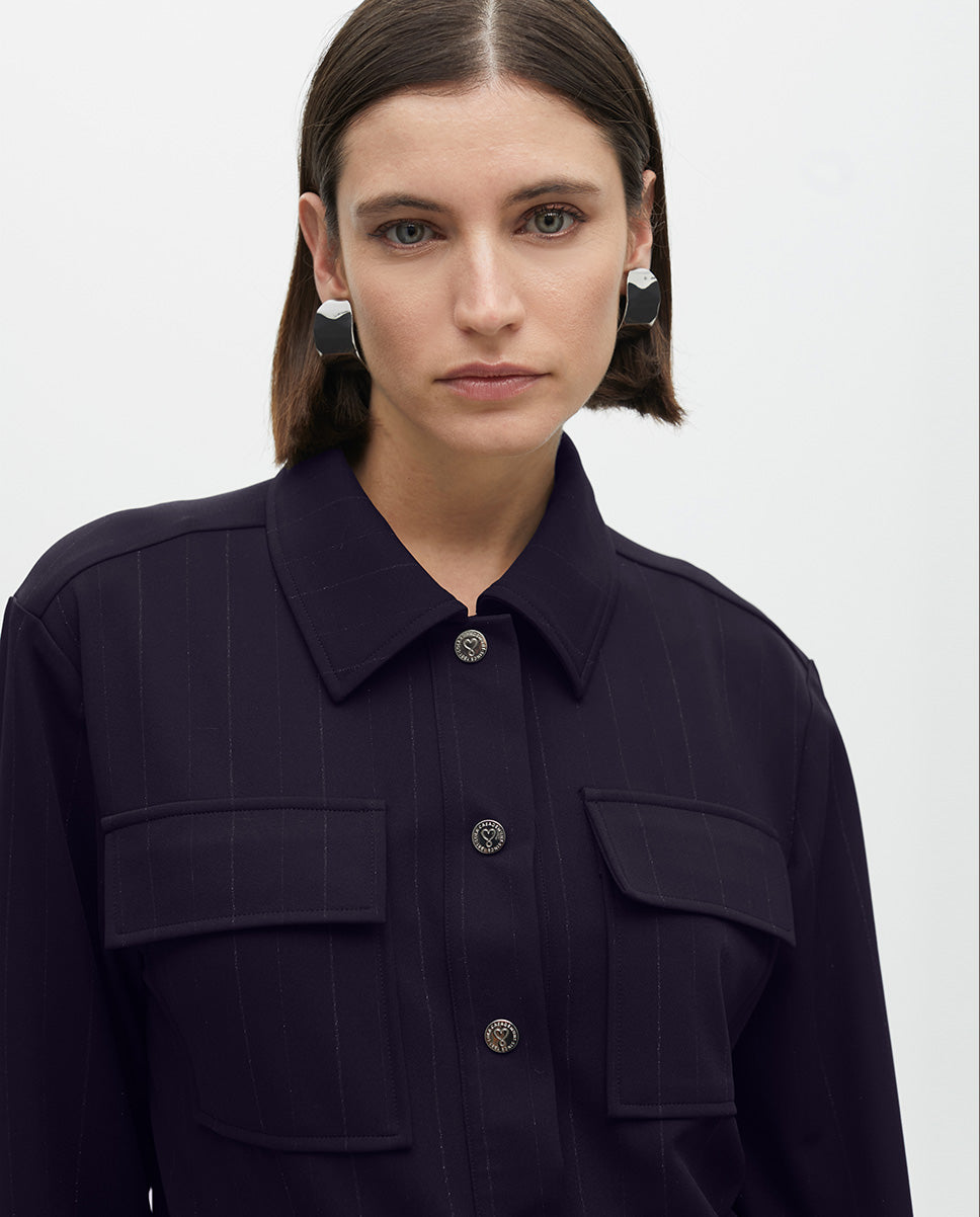 Lamé Pinstripe Shirt with Pockets