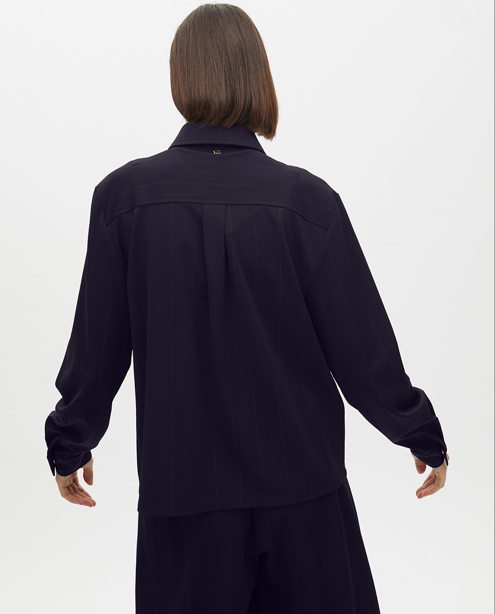 Lamé Pinstripe Shirt with Pockets