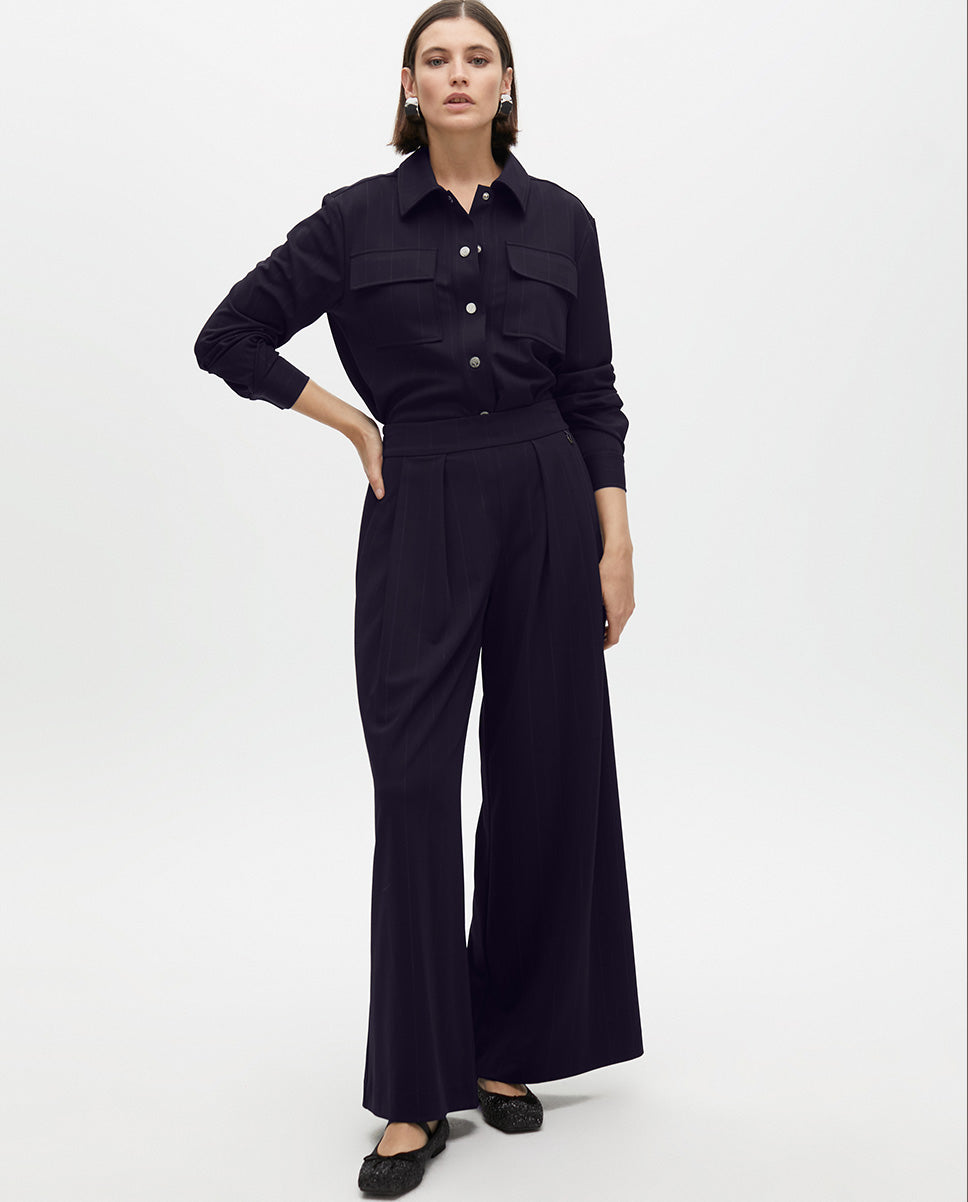 Lamé Pinstripe Shirt with Pockets