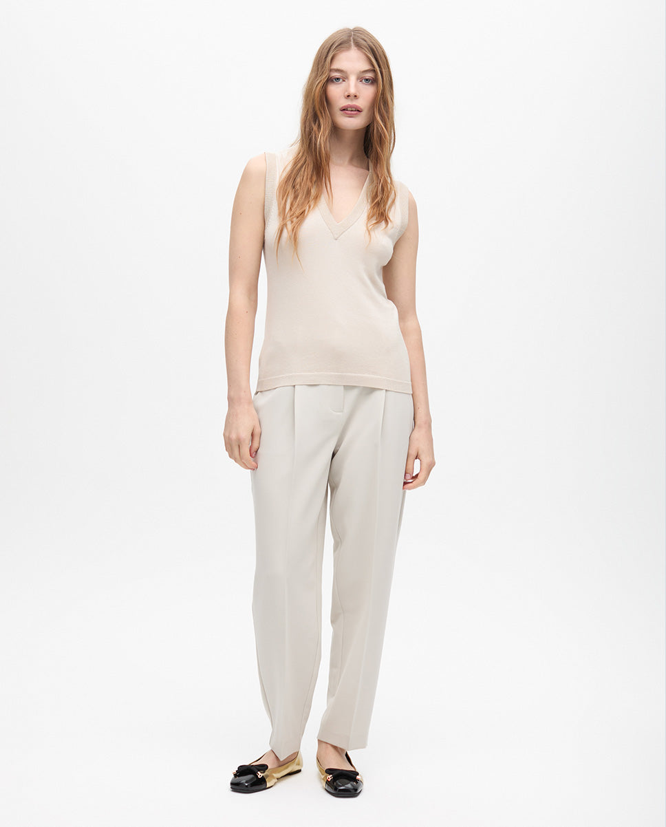 Basic Top with Lurex Contrast Detail