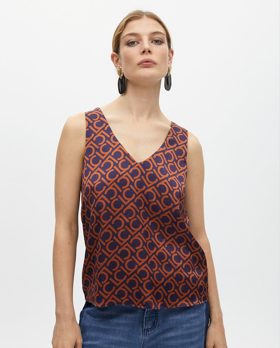 V-Neck Printed Top