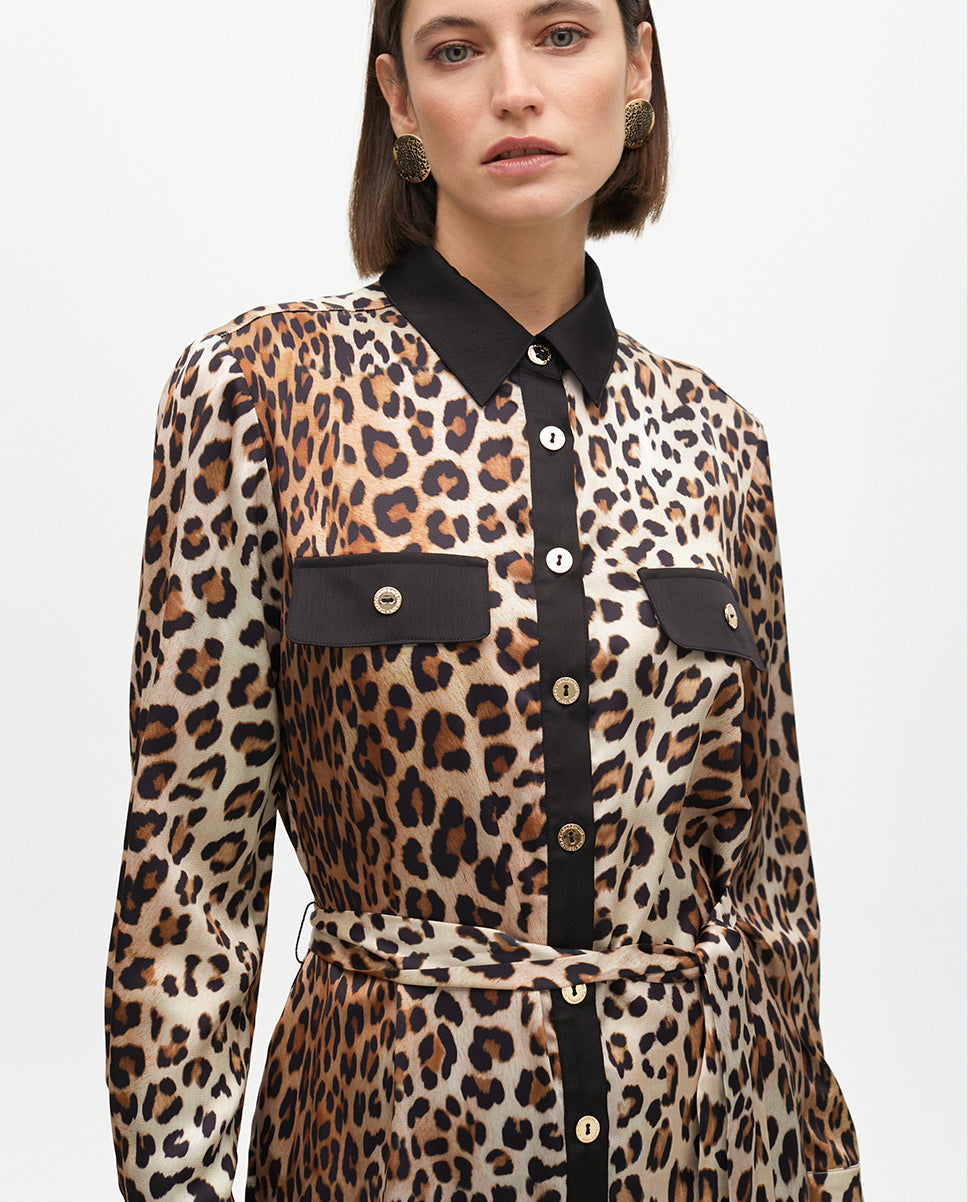 Animal Print Tunic with Pocket Details