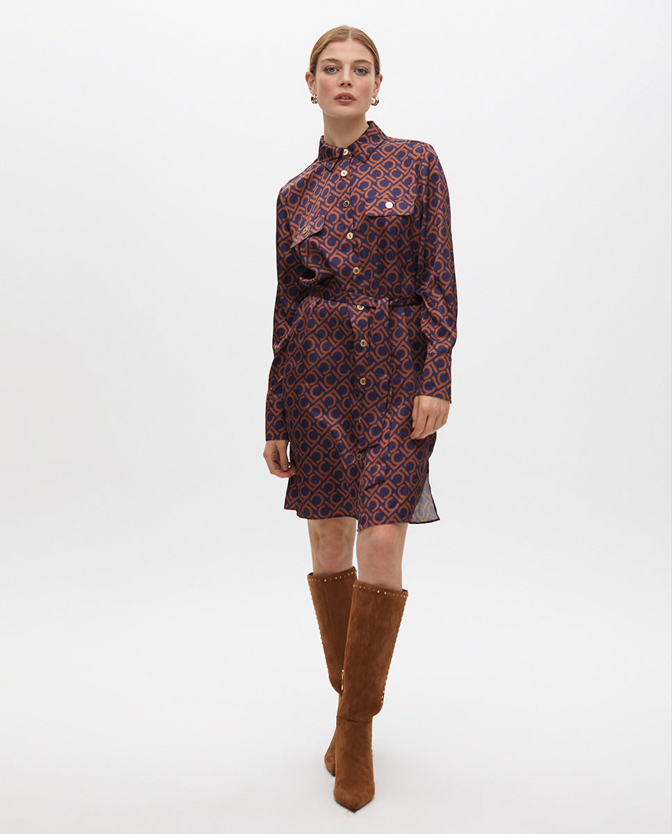 Short Printed Dress with Pocket Detail