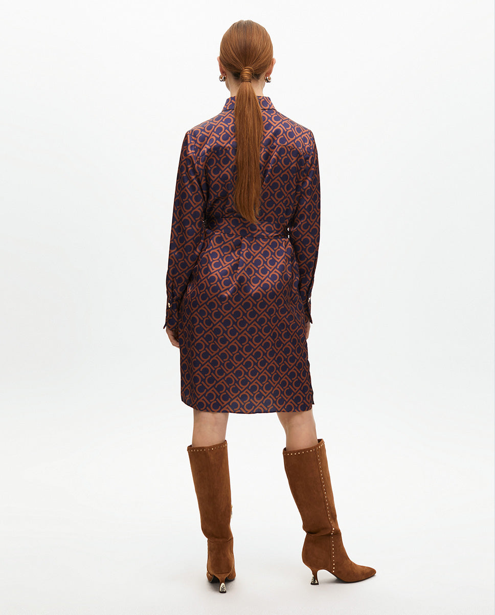 Short Printed Dress with Pocket Detail