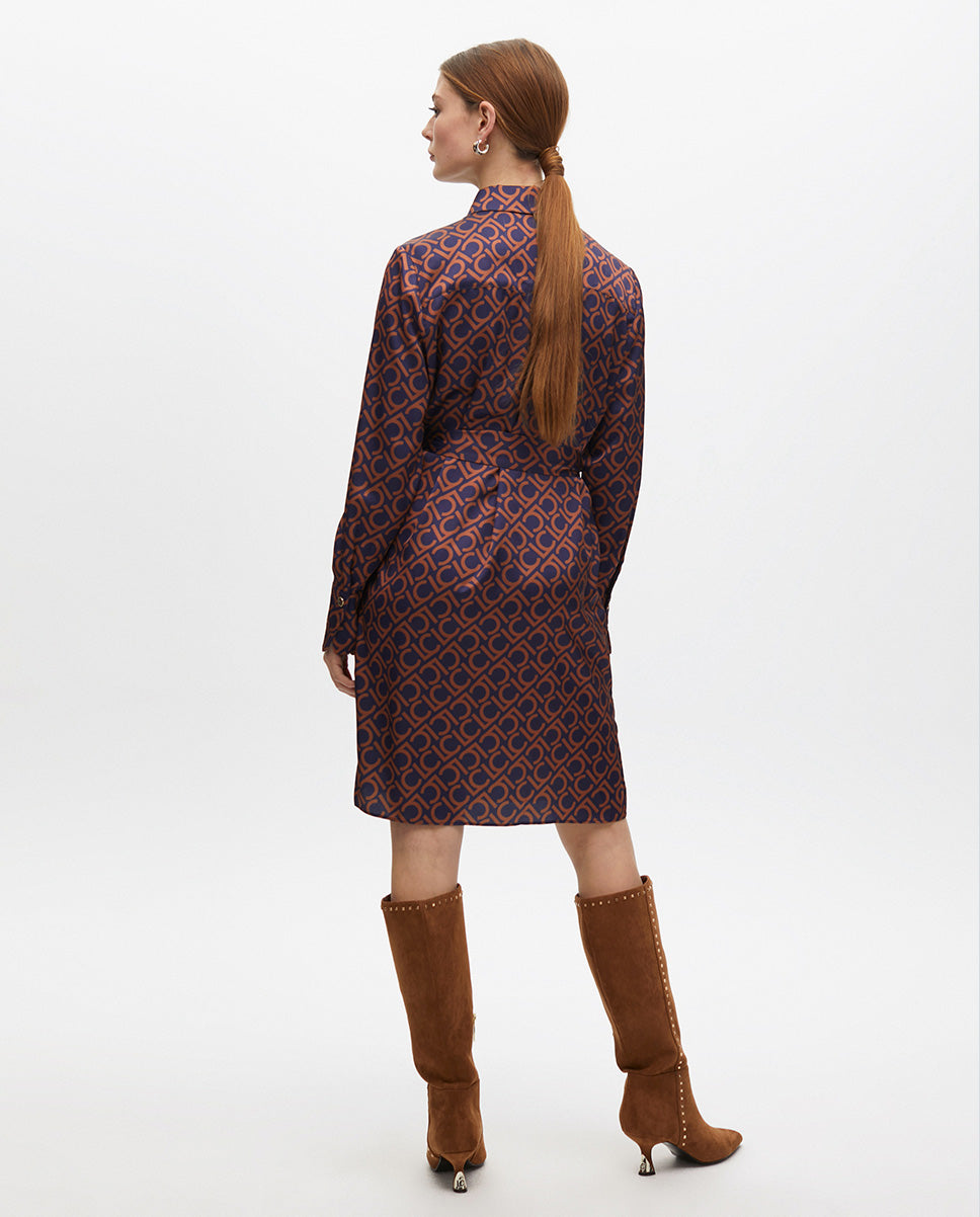 Short Printed Dress with Pocket Detail