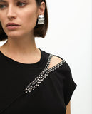 T-shirt with Beaded Opening on Neck Side