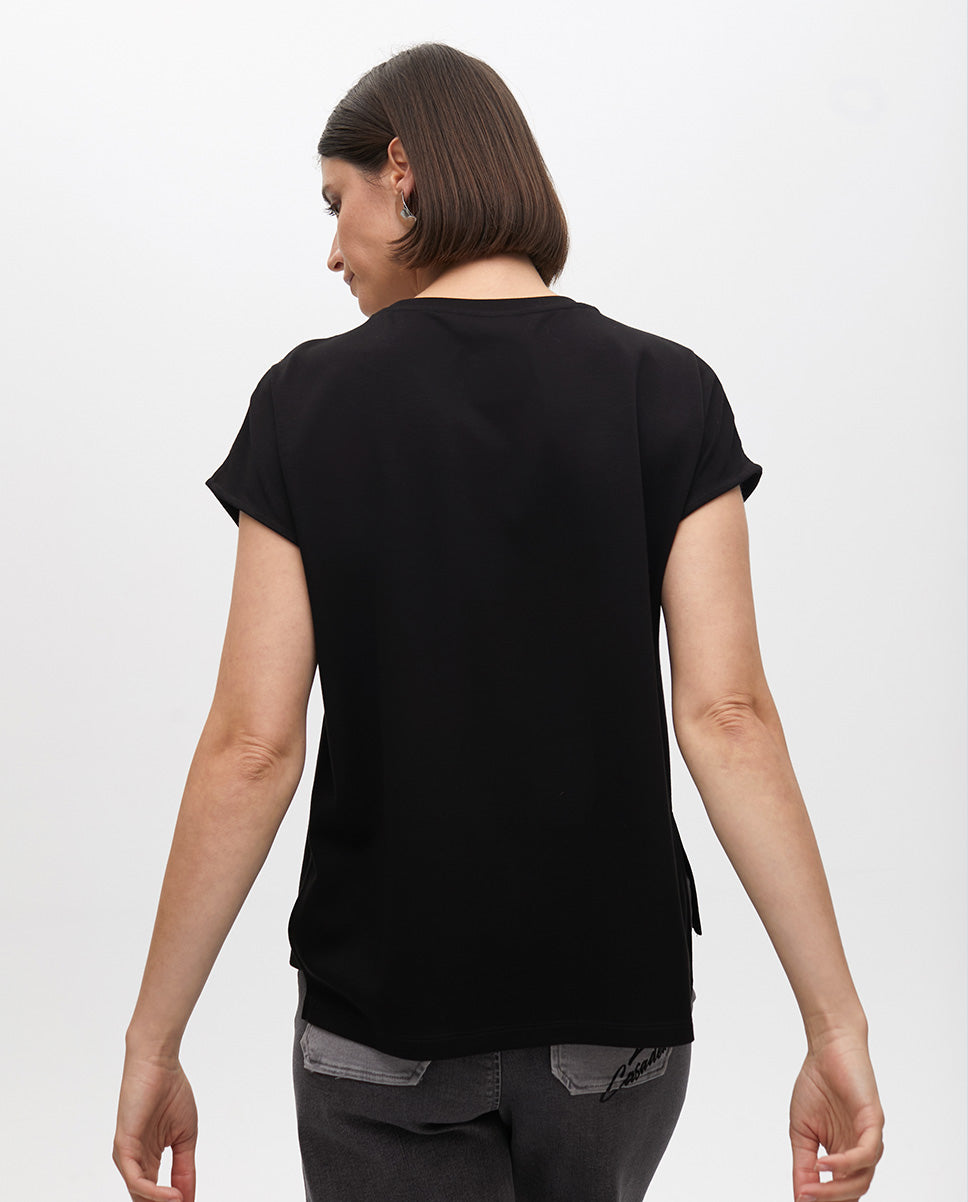 T-shirt with Beaded Opening on Neck Side