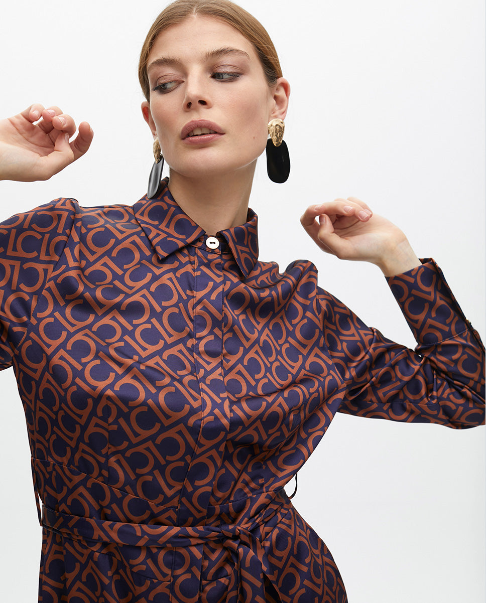 Logo Printed Shirt Dress