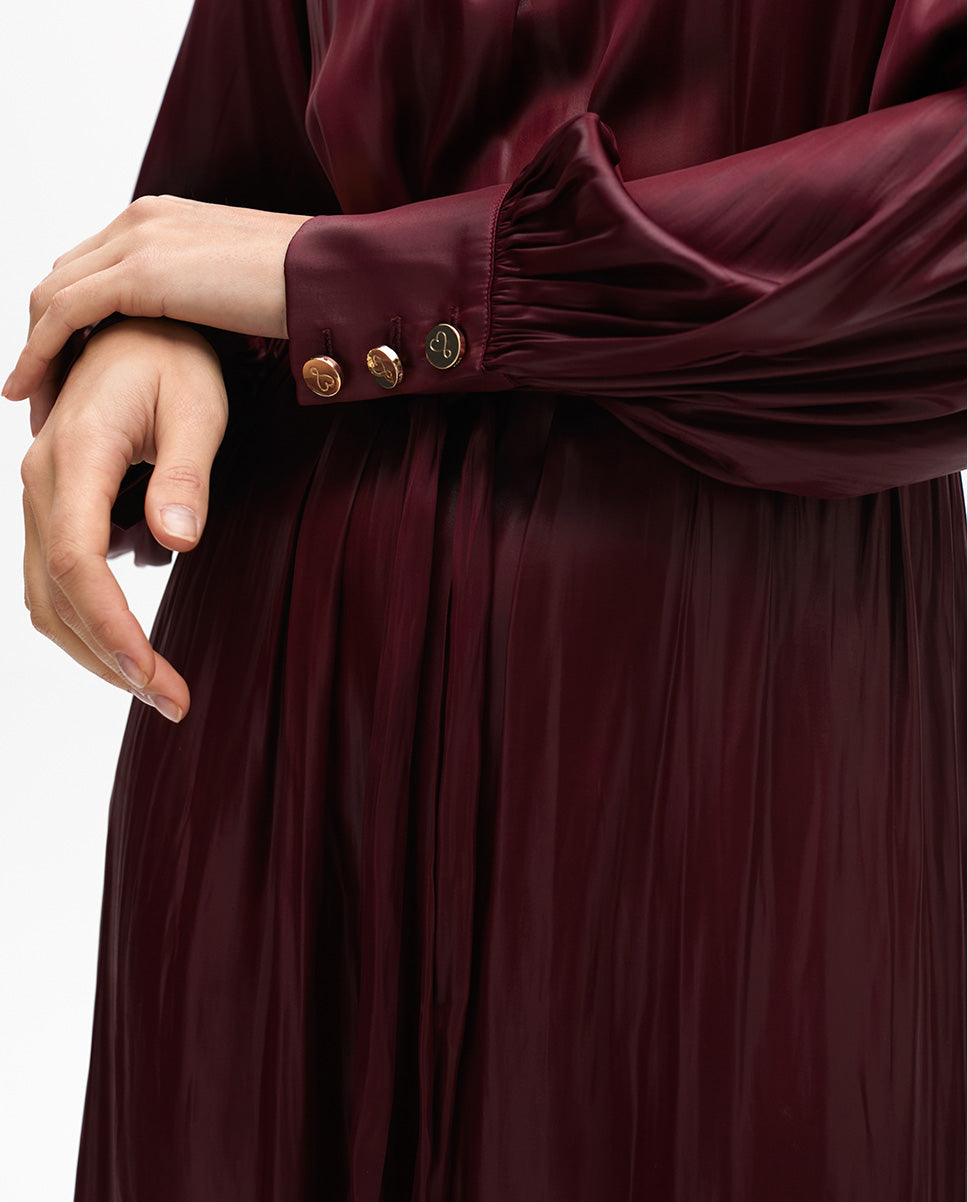 High Neck Dress with Waxed Effect Belt