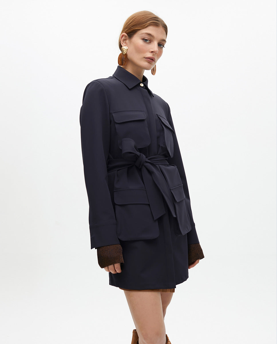 Short Shirt Dress with Pockets and Belt