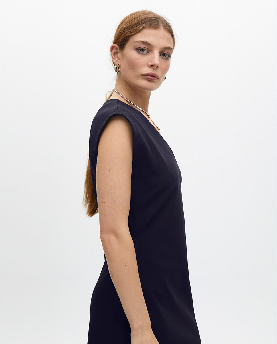 Fitted Technical Fabric Midi Dress