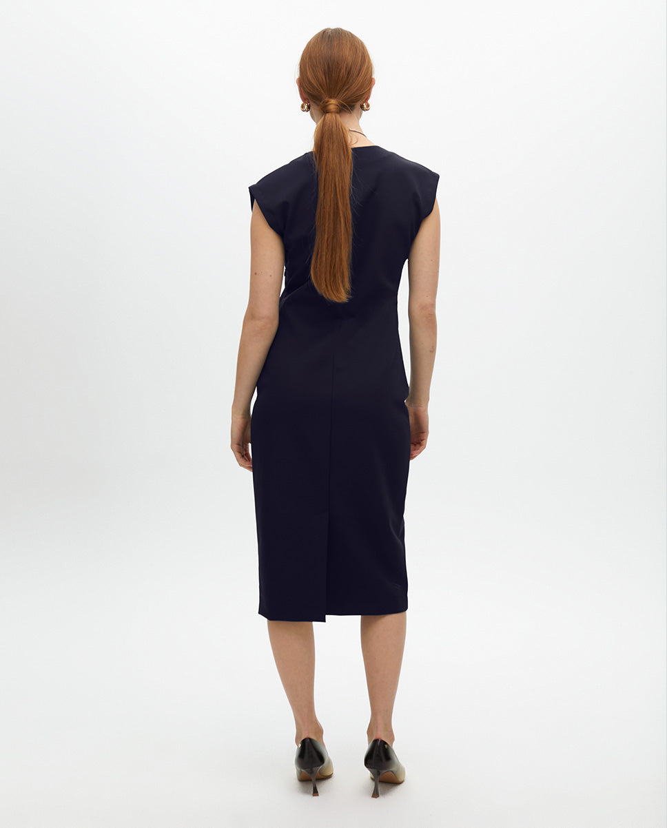 Fitted Technical Fabric Midi Dress