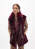 lf2601014-Perfect fur vest-Red Wine/Burgundi