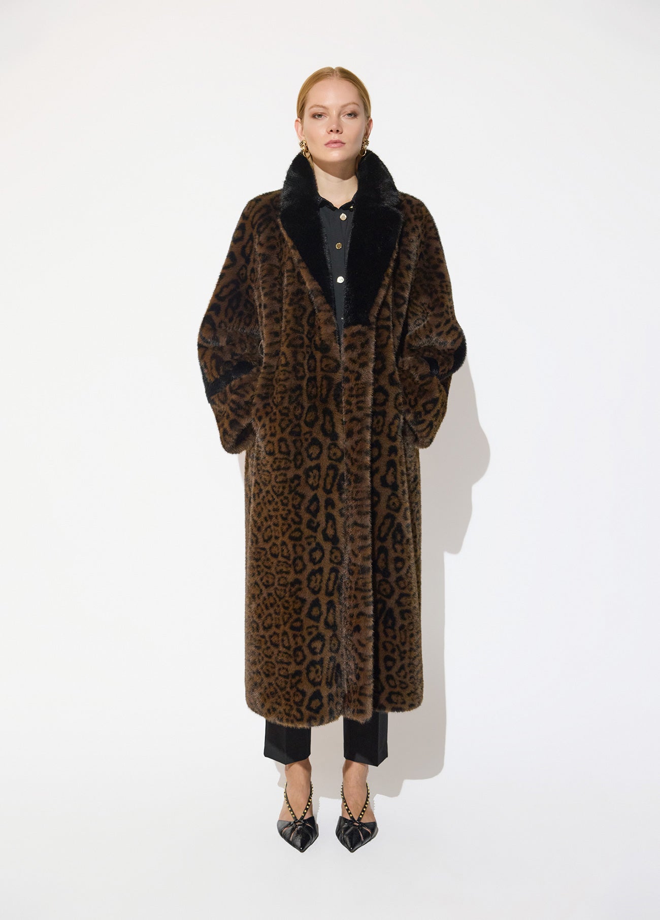 lf2601018-Long leopard print fur coat-Brown-Black