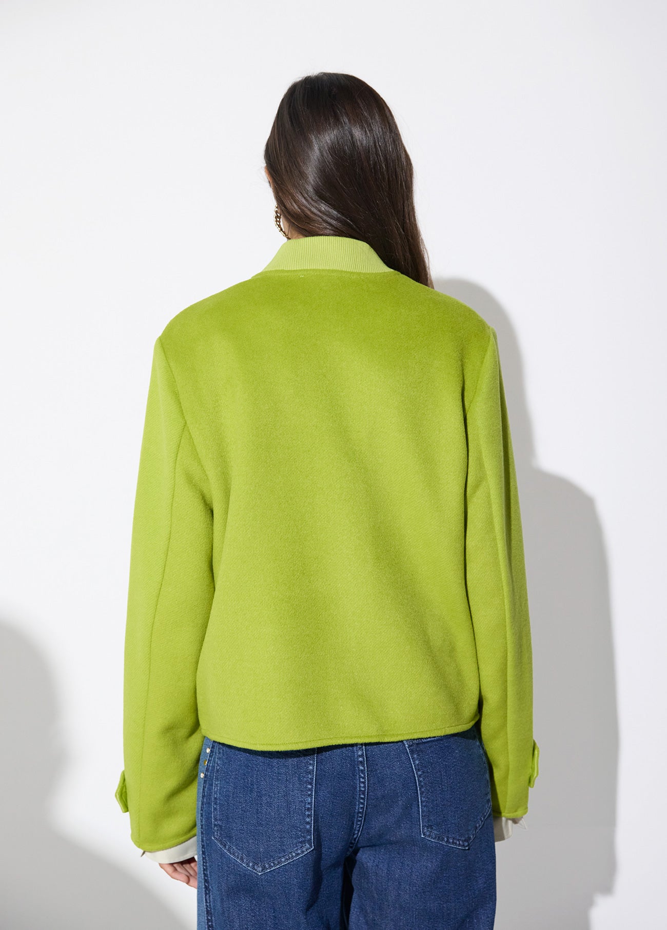 lf2602007-Short double-sided eyelets jacket-Pistachio