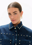 lf2602014-Studded denim jacket-Blue-Denim
