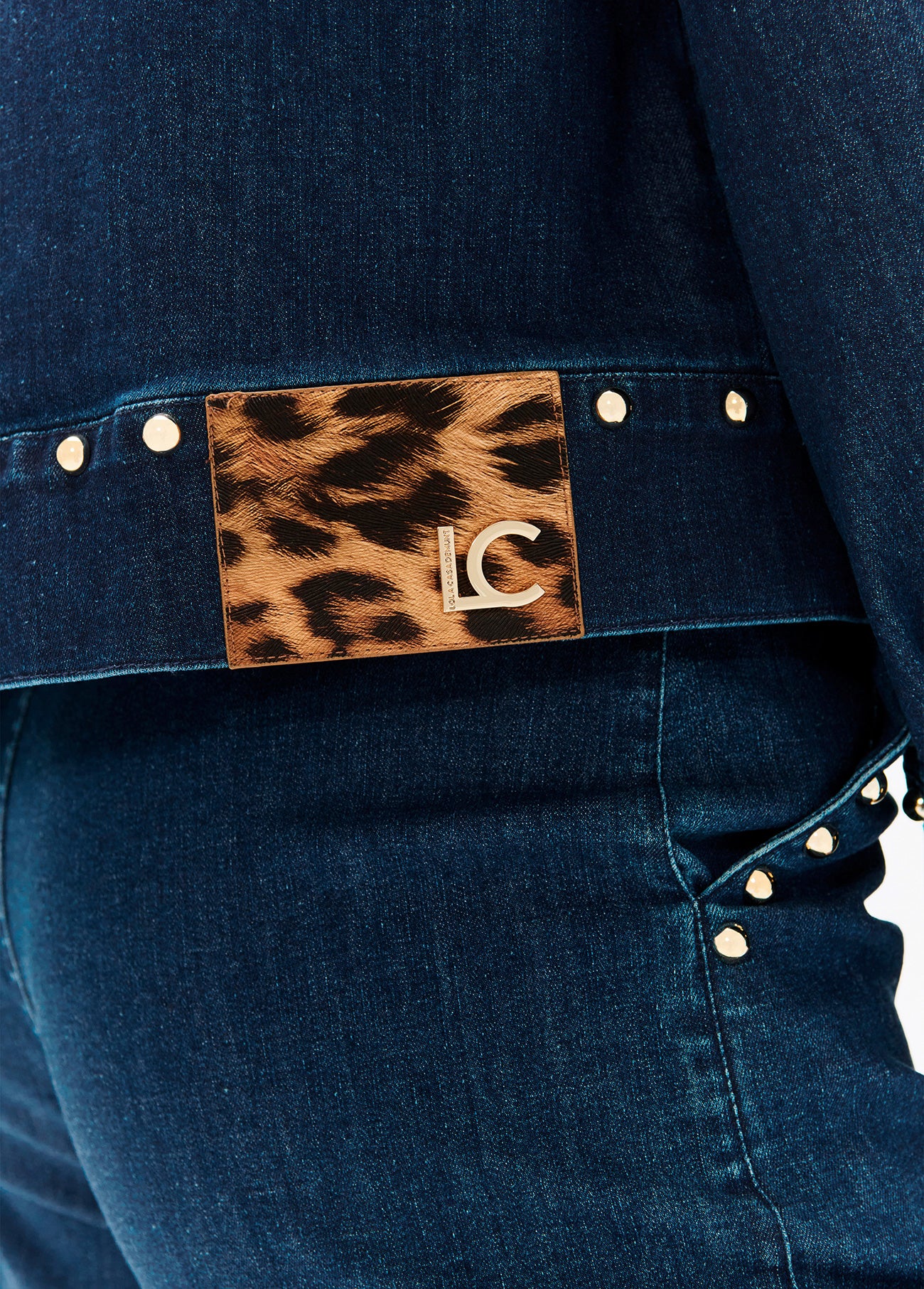 lf2602014-Studded denim jacket-Blue-Denim