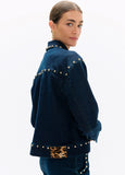 lf2602014-Studded denim jacket-Blue-Denim