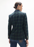 lf2602017-Plaid blazer with shield-Blue-Green