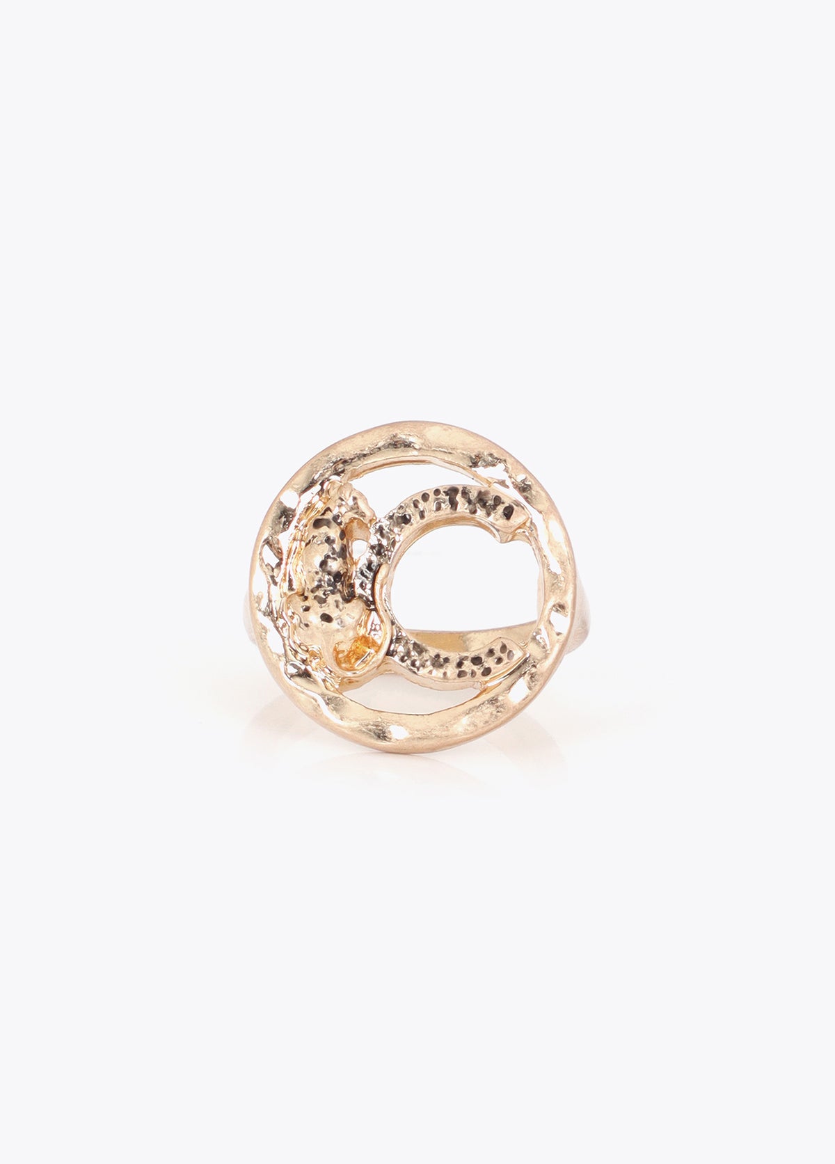 lf2603004-Personalized ring with animal logo finished texture-Gold
