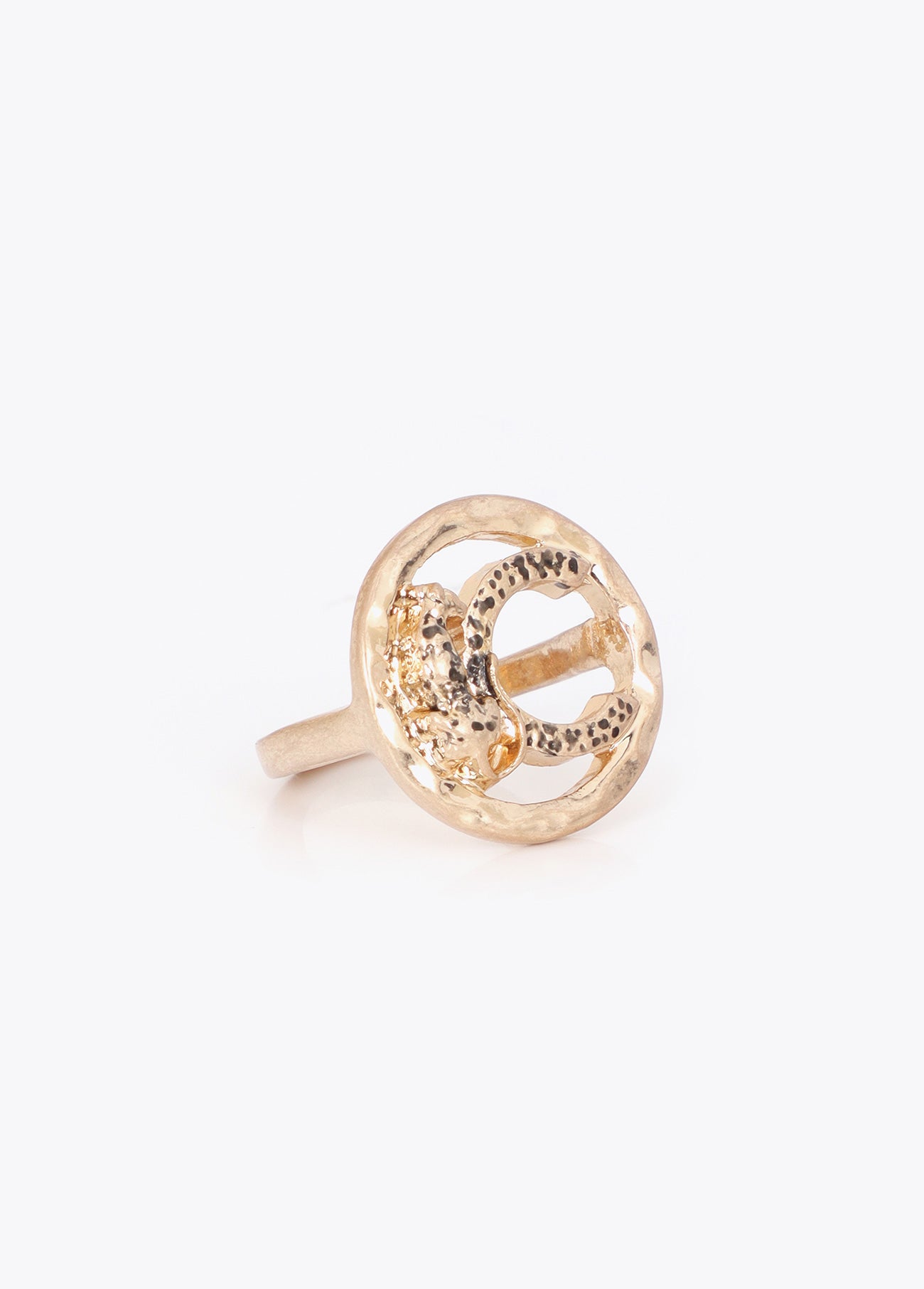 lf2603004-Personalized ring with animal logo finished texture-Gold