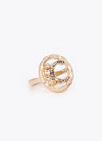 lf2603004-Personalized ring with animal logo finished texture-Gold