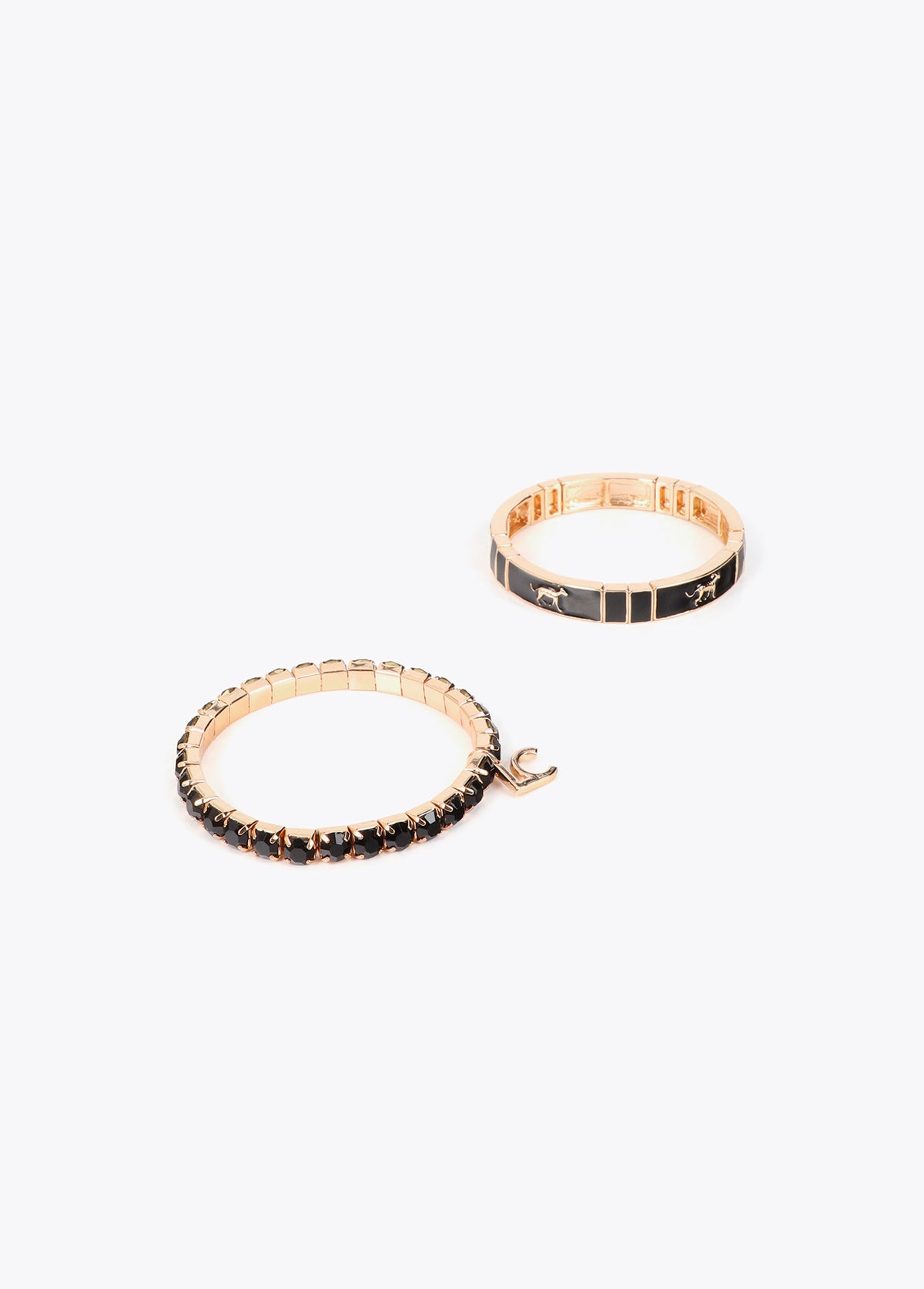 lf2603014-Set of custom lacquered elastic bracelets-Orange-Black