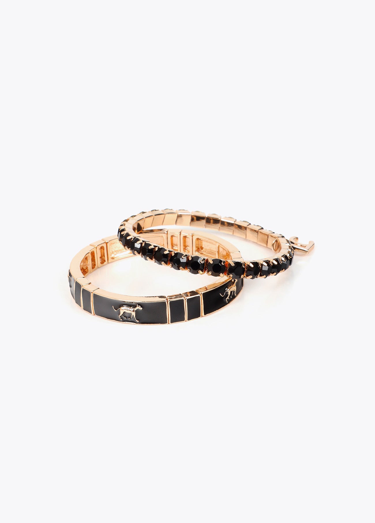 lf2603014-Set of custom lacquered elastic bracelets-Orange-Black