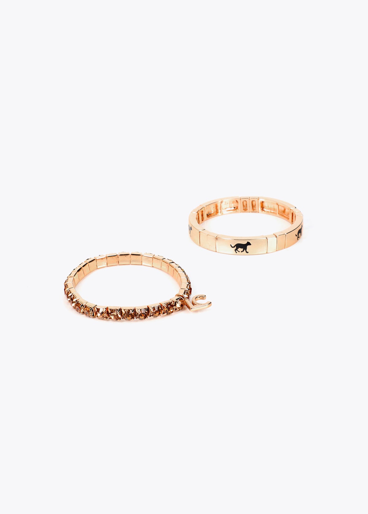 lf2603014-Set of custom lacquered elastic bracelets-Metal-Brown