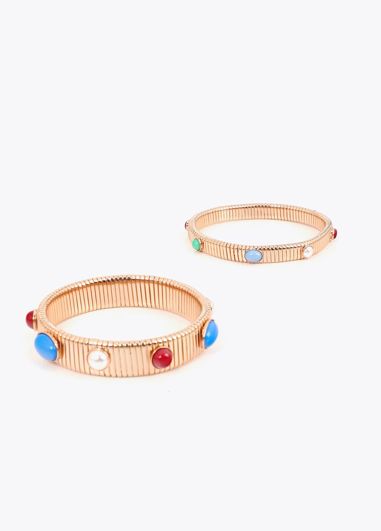 lf2603015-Embossed texture bracelets with inlays-Metal-Multicolor