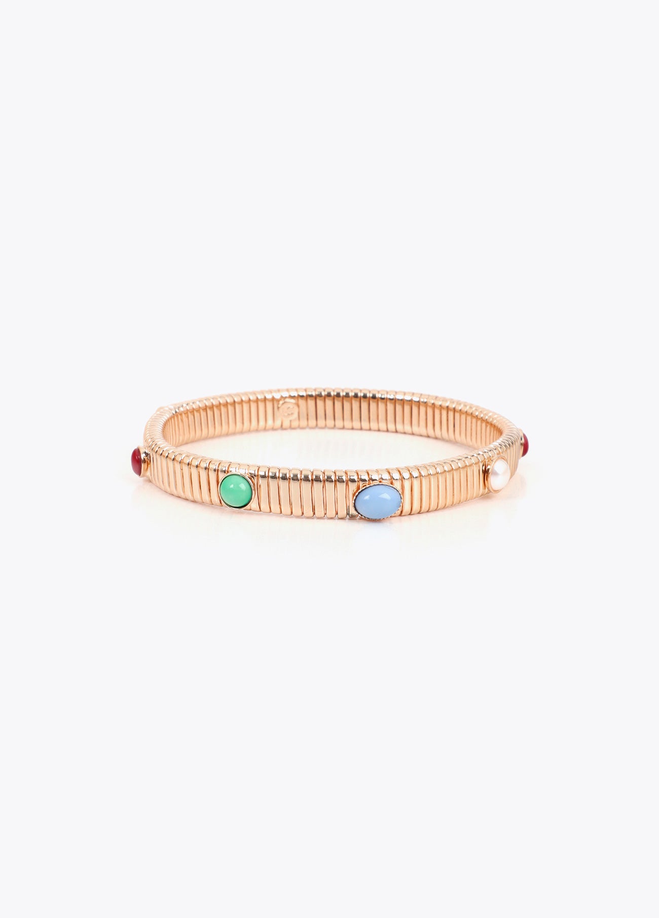 lf2603015-Embossed texture bracelets with inlays-Metal-Multicolor