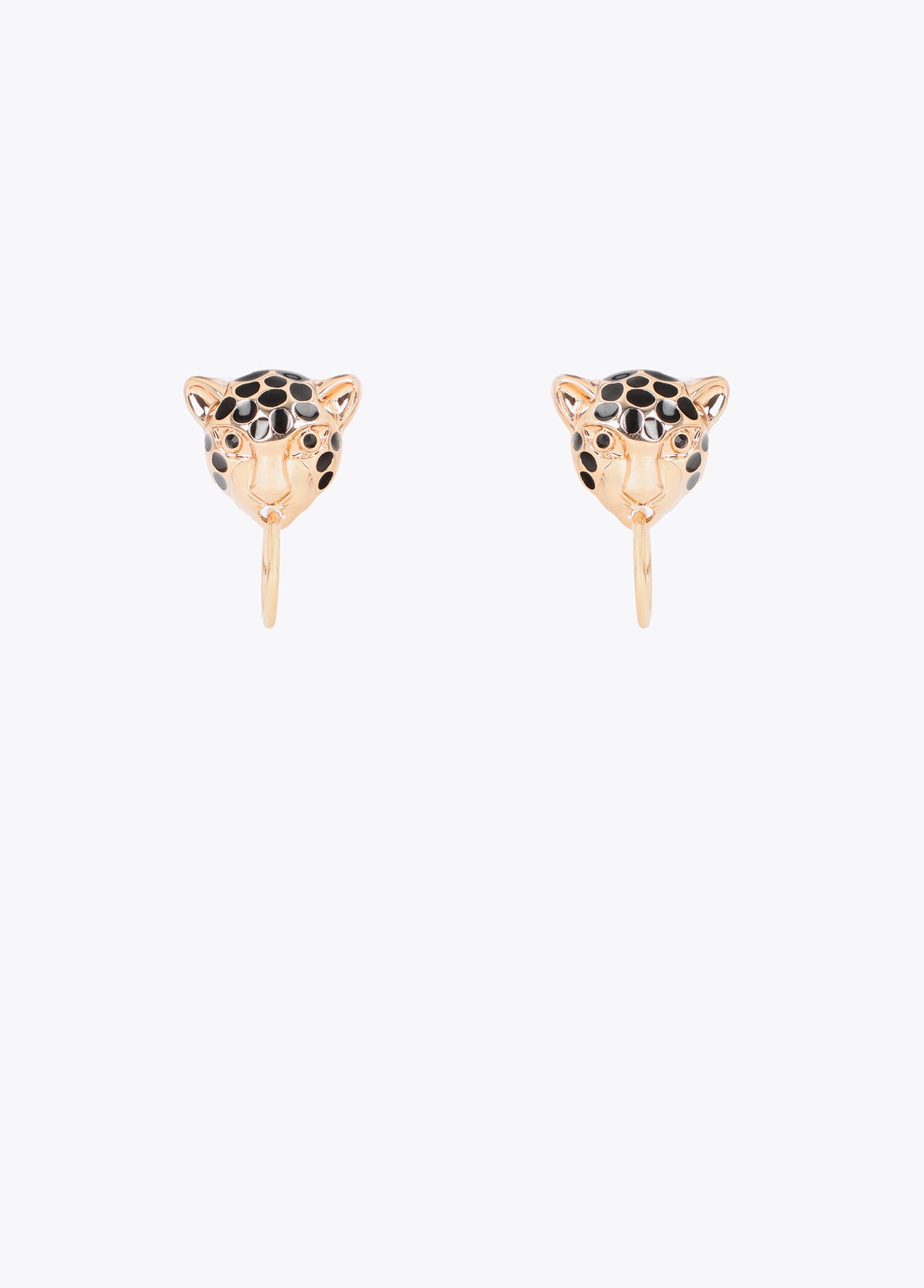 lf2603022-Leopard chain and hoop combined earring-Gold