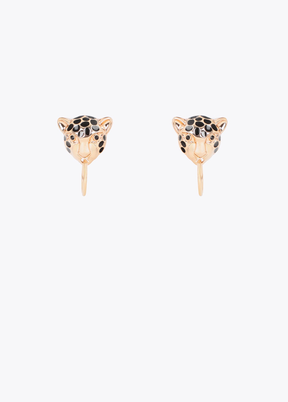 lf2603022-Leopard chain and hoop combined earring-Gold
